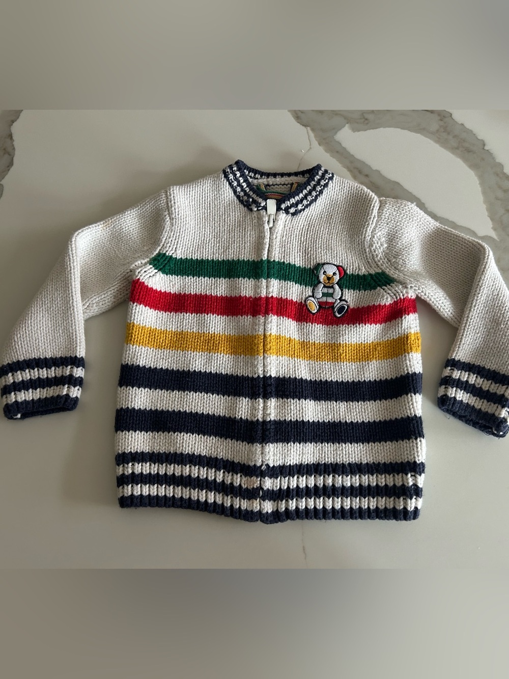 HBC Stripes Vintage 12/18 Months Striped Zip-Up Sweater Jacket -